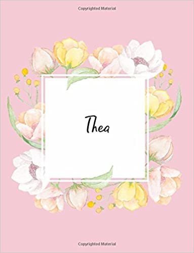 Thea: 110 Ruled Pages 55 Sheets 8.5x11 Inches Water Color Pink Blossom Design for Note / Journal / Composition with Lettering Name,Thea indir
