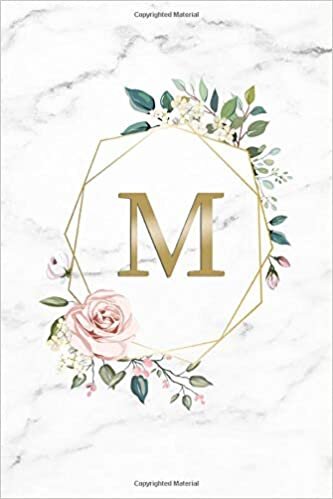 indir M: Initial Monogram Letter M Wide Ruled Blank Notebook for Notes &amp; Writing - Personalized Wide Lined Diary &amp; Journal for Women and Girls - Trendy Golden Grey Marble Floral Gift