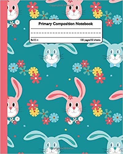 indir Primary Composition Notebook: Floral Handwriting Notebook with Dashed Mid-line and Drawing Space | Grades K-2, 100 Story Pages | Pretty Nifty Bunny Print for Kids