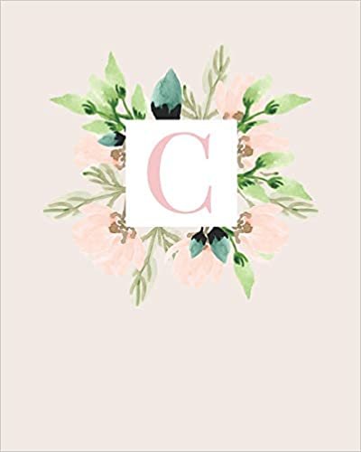 C: 110 Dot-Grid Pages | Monogram Journal and Notebook with a Classic Light Pink Background of Vintage Floral Leaves in a Watercolor Design | ... Journal | Monogramed Composition Notebook indir