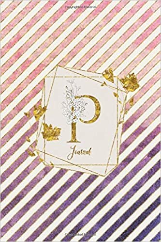 indir P Journal: Gold Letter Personalized Initial Monogram 100 Page 6 x 9&quot; Lined Notebook Pretty Floral Diary Book