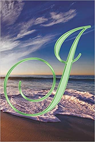 J Journal: A Monogram J Initial Capital Letter Notebook For Writing And Notes: Great Personalized Gift For All First, Middle, Or Last Names (Green Gold Sunset Beach Print) indir