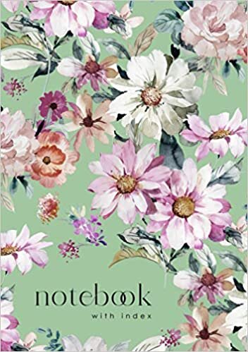 indir Notebook with Index: B5 Lined-Journal Organizer Large with A-Z Alphabetical Sections | Beautiful Painting Flower Design Green