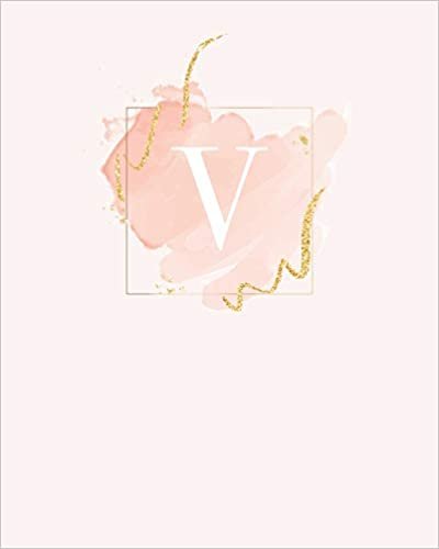 V: 110 Dot-Grid Pages | Light Pink Monogram Journal and Notebook with a Simple Modern Watercolor Emblem | Personalized Initial Letter Journal | Monogramed Composition Notebook indir