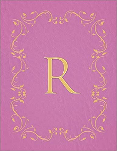 R: Modern, stylish, capital letter monogram ruled composition notebook with gold leaf decorative border and baby pink leather effect. Pretty with a ... use. Matte finish, 100 lined pages, 8.5 x 11. indir
