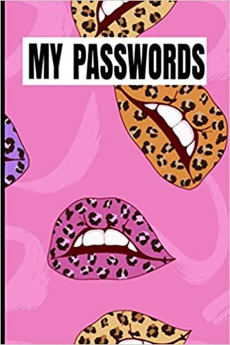 Password Log Book: My Passwords Colorful Leopard Lips Seamless Pattern