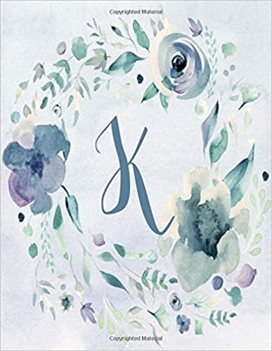 Notebook 8.5”x11”, Letter K - Blue Purple Floral Design: College-ruled lined format exercise book with flowers and alphabet letters, initials ... Blue Purple Floral Design Notebook 8.5”x11”) indir