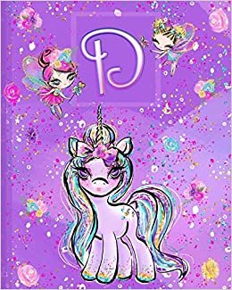 D: Unicorn Composition Notebook Wide Ruled | Monogrammed Initial D indir