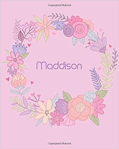 indir Maddison: 110 Lined Pages 8x10 Cute Pink Blossom Design with Lettering Name for Girl, Journal, School and Self Note,Maddison