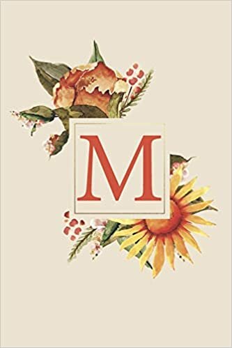 indir M: Fall Sunflower Monogram Sketchbook | 110 Sketchbook Pages (6 x 9) | Floral Watercolor Monogram Sketch Notebook | Personalized Initial Letter Journal | Monogramed Sketchbook