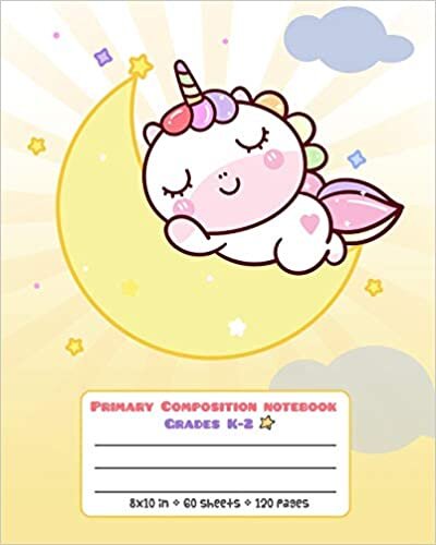 indir Primary Composition Notebook Grades K-2: Picture drawing and Dash Mid Line hand writing paper Story Paper Journal - Moon Sleeping Unicorn Design (Unicorn Magic Story Journal, Band 25)