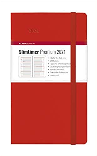 indir Slimtimer Premium Red 2021 - Taschenplaner: mit Falttasche und Verschlussband
