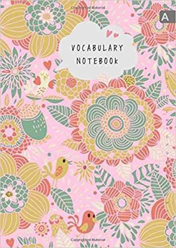 indir Vocabulary Notebook: A4 Notebook 3 Columns Large | A-Z Alphabetical Sections | Stylish Floral Bird Design Pink