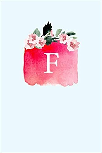 indir F: 110 College-Ruled Pages | Monogram Journal and Notebook with a Classic Light Blue Background of Floral Watercolor Design | Personalized Initial Letter Journal | Monogramed Composition Notebook
