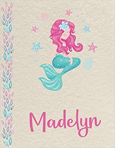 indir Madelyn: Personalized Mermaid Primary Composition Notebook for girls with pink Name: handwriting practice paper for Kindergarten to 2nd Grade ... composition books k 2, 8.5x11 in, 110 pages )