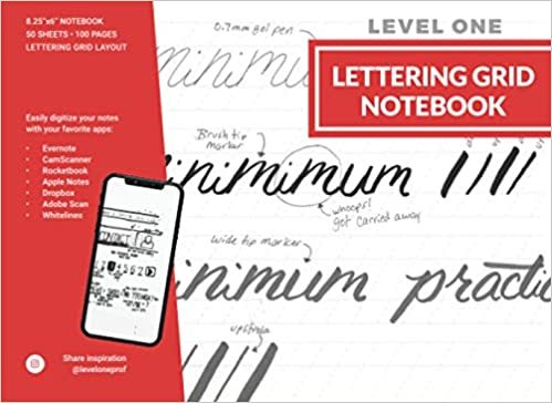 Level One Lettering Grid Notebook (Landscape): 8" x 6" Hand Lettering Sketch Book And Modern Calligraphy Journal