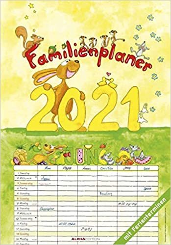 Familienplaner Cartoon 2021 - Bild-Kalender 24x34 cm - Family Planner - Wandkalender - mit Platz für Notizen - Alpha Edition: by Silke Leskien indir