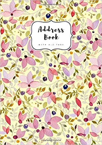 Address Book with A-Z Tabs: A4 Contact Journal Jumbo | Alphabetical Index | Large Print | Watercolor Floral Pattern Design Yellow