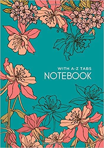 indir Notebook with A-Z Tabs: B5 Lined-Journal Organizer Medium with Alphabetical Section Printed | Drawing Beautiful Flower Design Teal