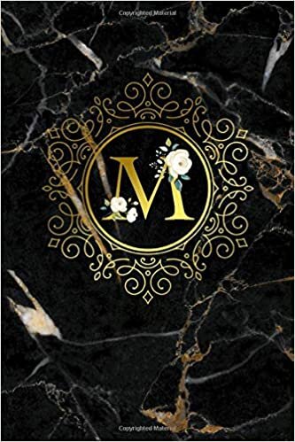 indir M: Cute Black Marble Monogram Initial Letter M Wide Ruled Blank Notebook for Girls &amp; Women - Elegant Gold Personalized Wide Lined Journal &amp; Diary for Writing &amp; Notes.