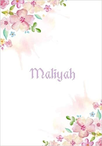 indir Maliyah: 7x10 inches 110 Lined Pages 55 Sheet Floral Blossom Design for Woman, girl, school, college with Lettering Name,Maliyah