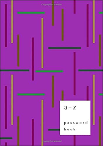 A-Z Password Book: A5 Medium Password Notebook with A-Z Alphabet Index | Large Print | Modern Horizontal Vertical Stripe Design | Purple indir