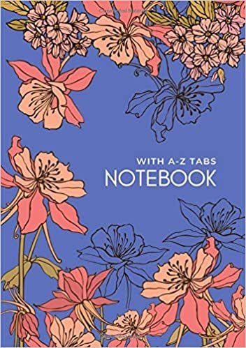 indir Notebook with A-Z Tabs: B5 Lined-Journal Organizer Medium with Alphabetical Section Printed | Drawing Beautiful Flower Design Blue