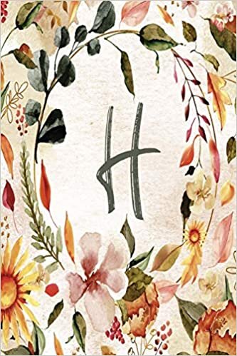 indir H: Orange Brown Floral 6”x9” Lined Notebook (Orange Brown Floral 6”x9” Notebook Alphabet Series - Letter H, Band 8)