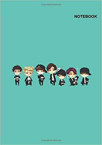 BTS notebook v: 110 Pages, Classic Lined pages, A4 (8.27 x 11.69 inches), Bangtan Boys Chibi Style Cover. indir