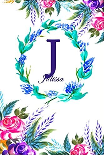 J: Julissa: Julissa Monogrammed Personalised Custom Name Daily Planner / Organiser / To Do List - 6x9 - Letter J Monogram - White Floral Water Colour Theme indir