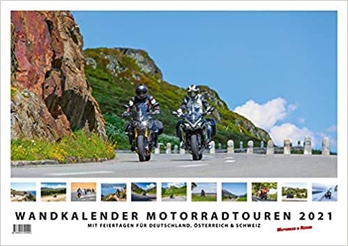 indir Foto-Wandkalender Motorradtouren 2021 DIN A2 quer mit Feiertagen für Deutschland, Östereich und die Schweiz - Mit Platz für Notizen