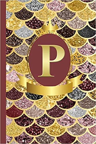indir Letter P Notebook: Initial P Monogram Blank Lined Notebook Journal Rose Pink Gold Mermaid Scales Design Cover