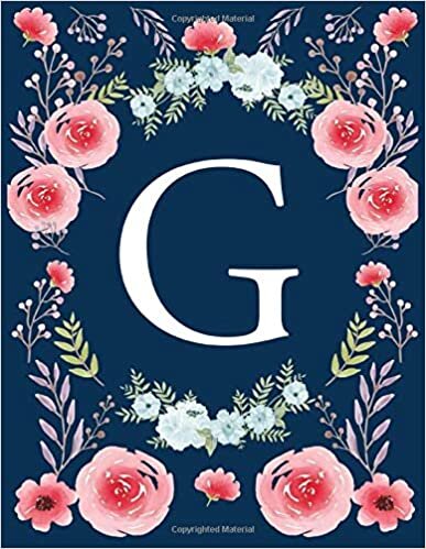 indir G: Monogram Initial G Notebook for Women and Girls, Floral (8.5 x 11) 120 Pages Line Bullet Journal
