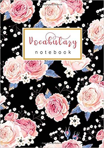 indir Vocabulary Notebook: A5 Notebook 3 Columns Medium | A-Z Alphabetical Tabs Printed | Beautiful Sweet Floral Rose Design Black