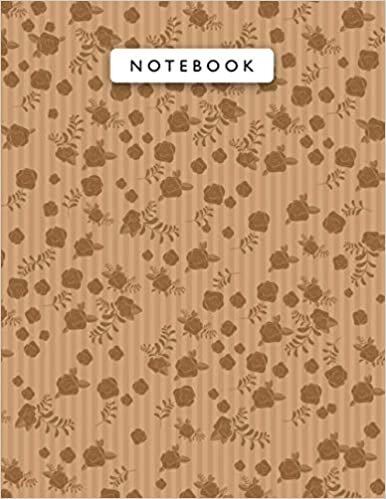 Notebook Ochre Color Mini Vintage Rose Flowers Small Lines Patterns Cover Lined Journal: College, 110 Pages, Journal, Wedding, Planning, Work List, 21.59 x 27.94 cm, 8.5 x 11 inch, A4, Monthly
