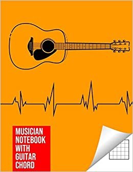 تحميل Musician Notebook with Guitar Chord - Guitar/Bass Fretboard Paper Cool Bassist Gift For A Bass Player Notebook guitar chords in orange color Cover