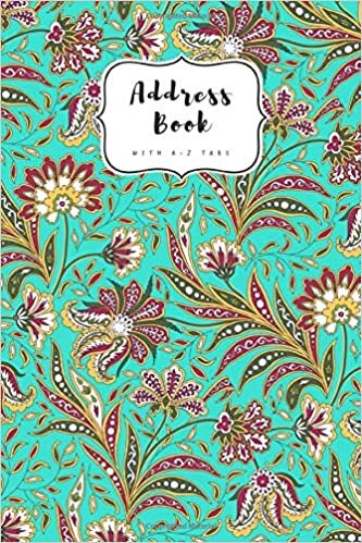 indir Address Book with A-Z Tabs: 6x9 Contact Journal Jumbo | Alphabetical Index | Large Print | Arabic Style Flower Design Turquoise