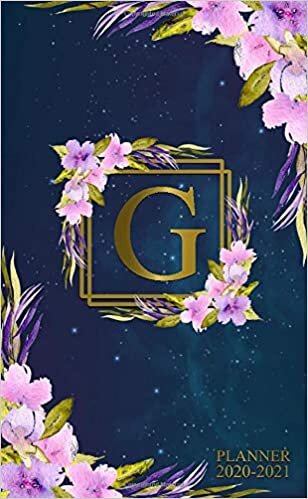indir 2020-2021 Planner: Two Year 2020-2021 Monthly Pocket Planner | Nifty Galaxy 24 Months Spread View Agenda With Notes, Holidays, Contact List &amp; Password Log | Floral &amp; Gold Monogram Initial Letter G