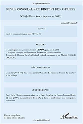 Revue congolaise de droit et des affaires n°9: Juillet-Août-Septembre 2012 indir