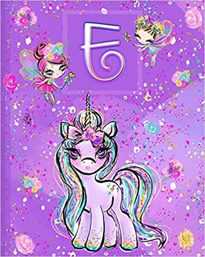E: Unicorn Composition Notebook Wide Ruled | Monogrammed Initial E