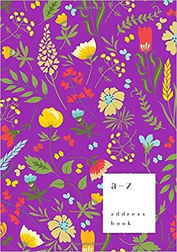 indir A-Z Address Book: A5 Medium Notebook for Contact and Birthday | Journal with Alphabet Index | Garden Flower Herb Cover Design | Purple