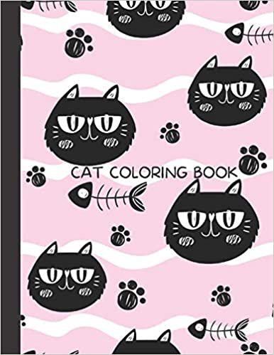 indir Cat Coloring Book: Cat Gifts for Toddlers, Kids ages 4-8, Girls Ages 8-12 or Adult Relaxation | Cute Stress Relief Animal Birthday Coloring Book Made in USA
