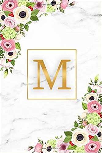 indir M: Marble &amp; Gold Initial Monogram Letter M College Ruled Notebook for Notes &amp; Writing - Pretty Floral Personalized Medium Lined Journal &amp; Diary for Women and Girls.