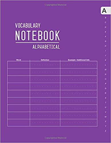 Vocabulary Notebook Alphabetical: 8.5 x 11 Large Notebook 3 Columns with A-Z Tabs Printed | Smart Design Purple indir