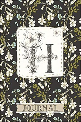 indir H Journal: Floral Notebook Monogram Initial H Blank Lined Journal | Ivory and Sky Blue Flowers | Decorated Interior
