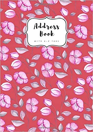 indir Address Book with A-Z Tabs: B5 Contact Journal Medium | Alphabetical Index | Large Print | Watercolor Vintage Flower Design Red