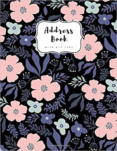 Address Book with A-Z Tabs: A4 Contact Journal Jumbo | Alphabetical Index | Large Print | Cute Illustration Flower Design Black indir