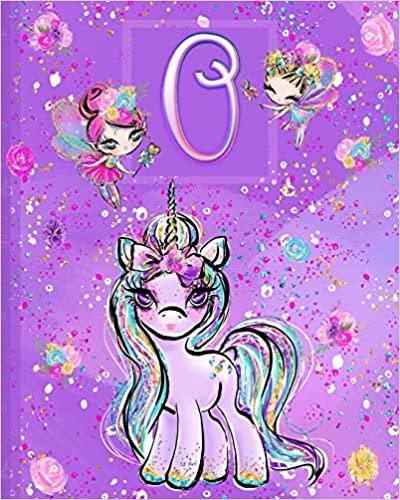 indir O: Unicorn Composition Notebook Wide Ruled | Monogrammed Initial O