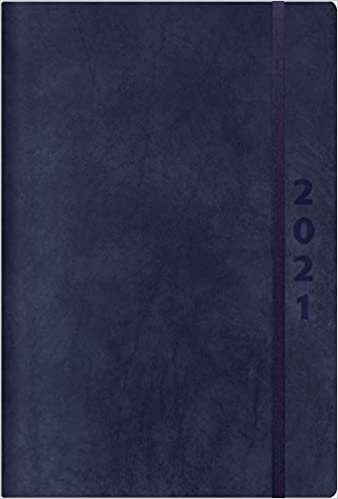 ReLeather Daily dunkelblau 2021: Terminplaner groß. DIN A5 Termin-kalender mit Vintage-leder und Tageskalendarium. indir