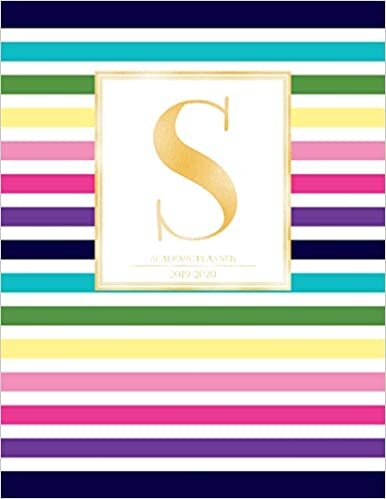 indir Academic Planner 2019-2020: Colorful Rainbow Stripes Gold Monogram Letter S Striped Academic Planner July 2019 - June 2020 for Students, Moms and Teachers (School and College)
